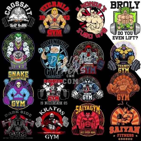 21 GYM Fitness Popculture Designs Bundle PNG + AI designspacks