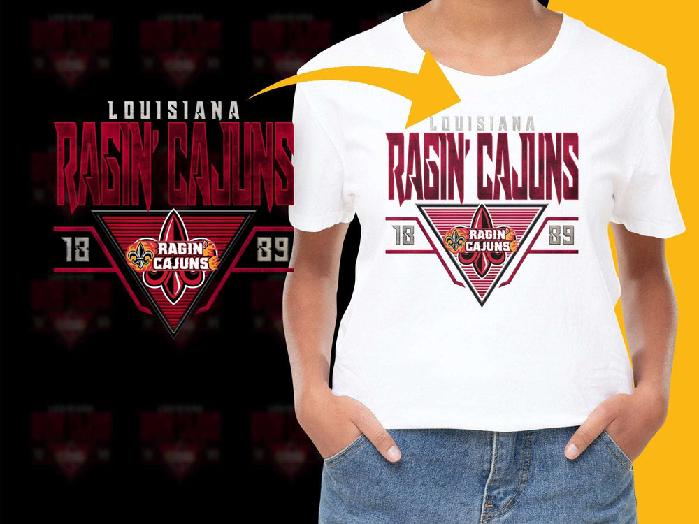Louisiana Ragin' Cajuns Graphic T-Shirt, College Sports Fan Tee, White Cotton Shirt