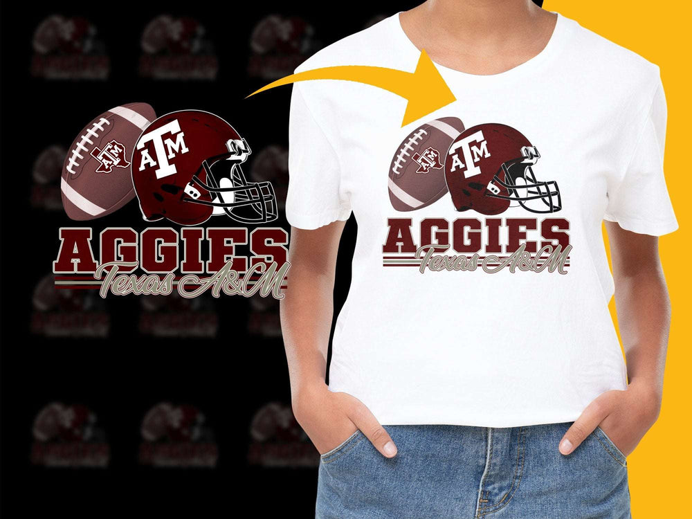 Texas AandM Aggies Football T-Shirt, Maroon and White Graphic Tee, Sports Apparel for Fans