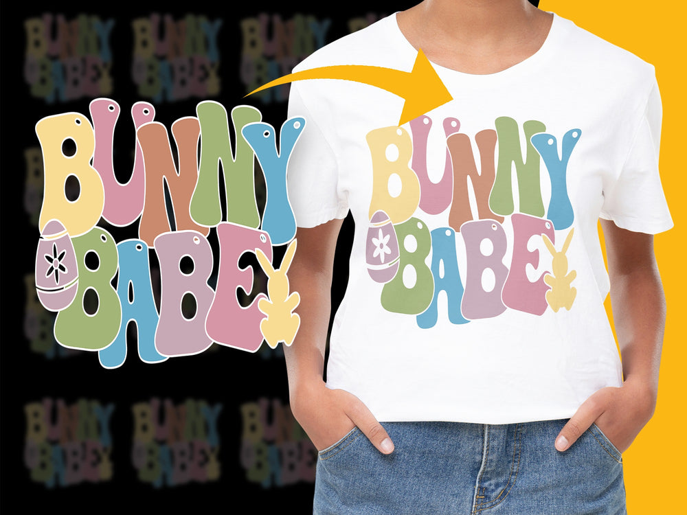 Colorful Bunny Babe Graphic T-Shirt, Cute Easter Rabbit Design, Kids Spring Fashion Top