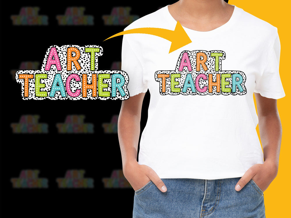 Art Teacher Colorful Lettering T-Shirt, Graphic Tee for Educators, Creative Casual Apparel
