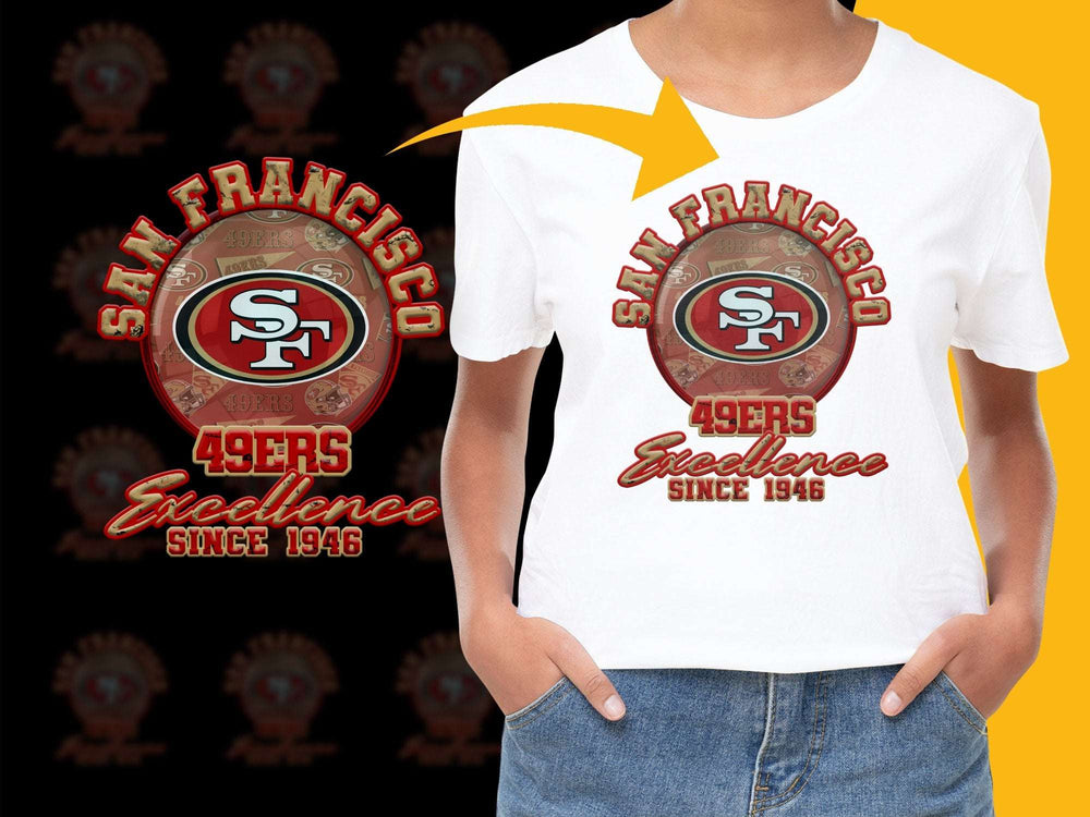 San Francisco 49ers T-Shirt, Vintage Excellence Since 1946 Logo Tee, Unisex White Cotton Shirt