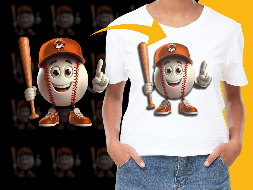 Kids Baseball T-Shirt, Cartoon Character Sports Tee, Boys Baseball Player Shirt, Casual Graphic Top