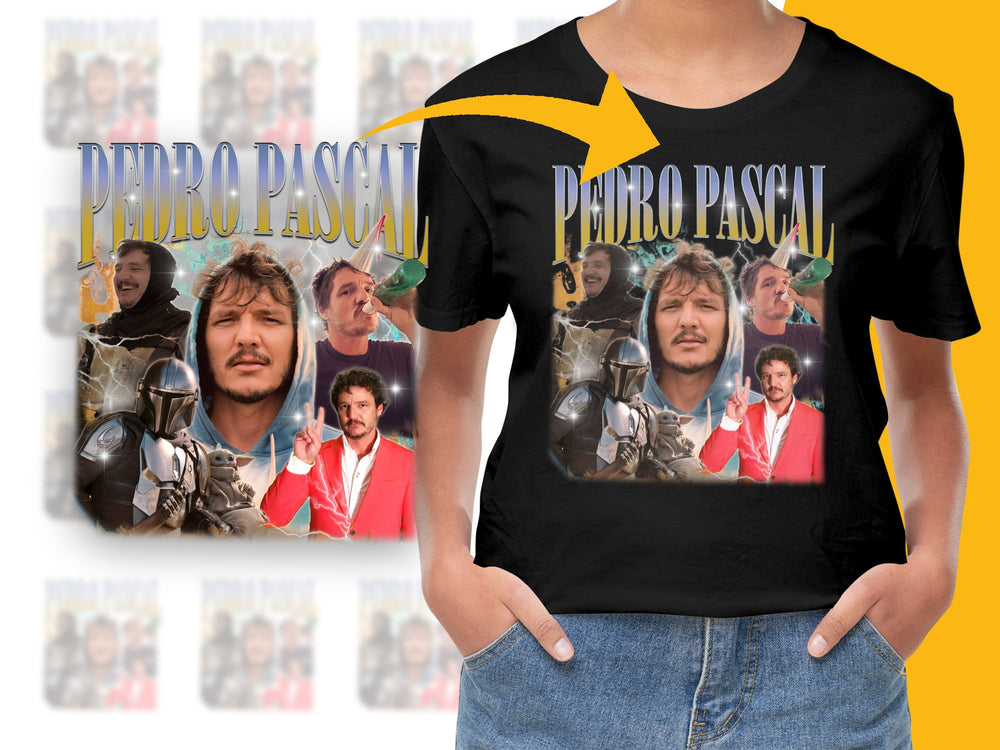 Pedro Pascal Fan T-Shirt, Multiple Characters, Vibrant Print, Unisex Tee, Gift Idea for TV Show Lovers
