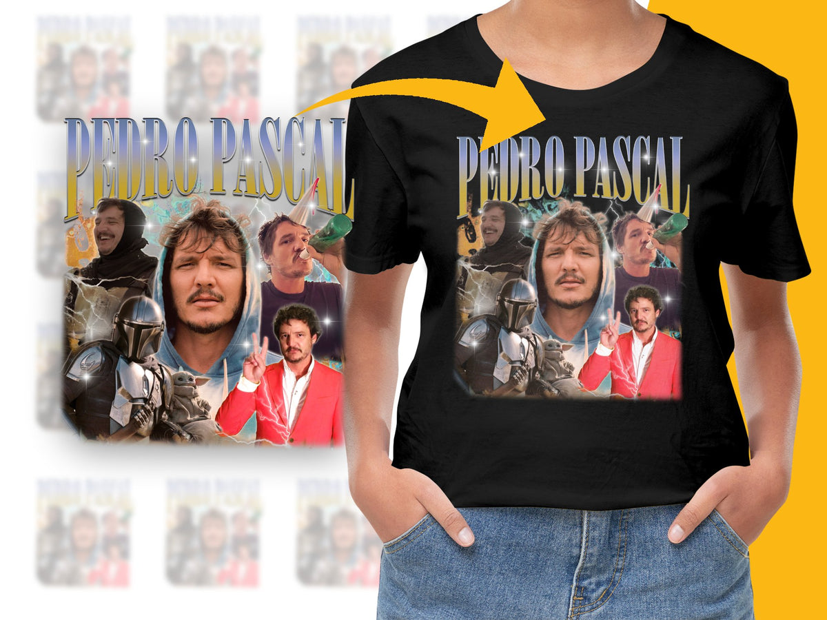 Pedro Pascal Fan T-Shirt, Multiple Characters, Vibrant Print, Unisex Tee, Gift Idea for TV Show Lovers