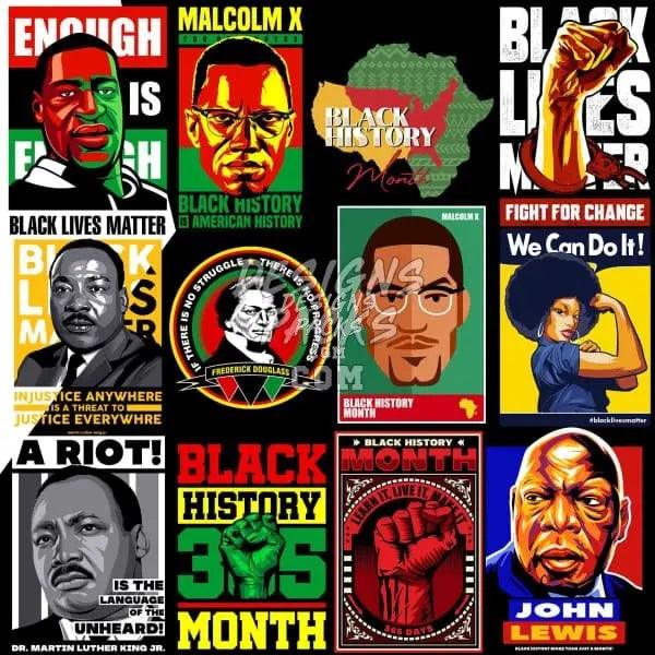 22 Black History Month Designs Bundle PNG + AI designspacks