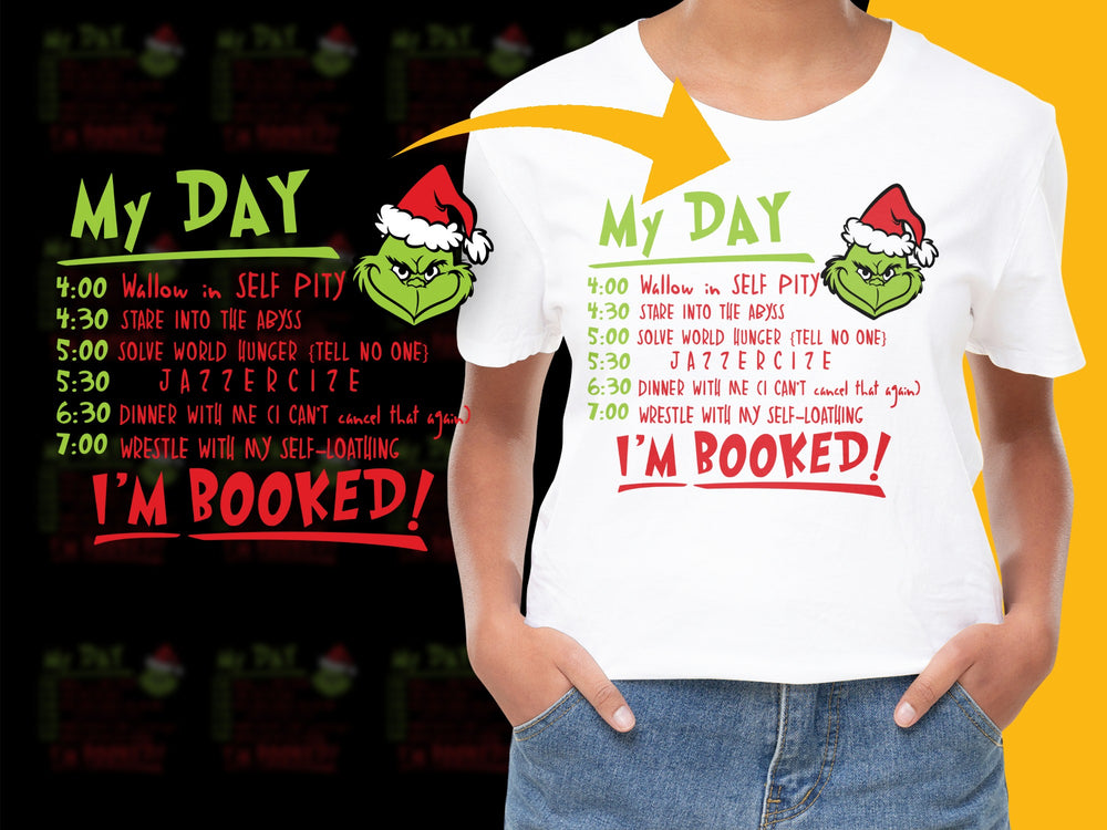 Funny Christmas T-Shirt Santa Hat Holiday Schedule Graphic Tee Unisex Gift Idea