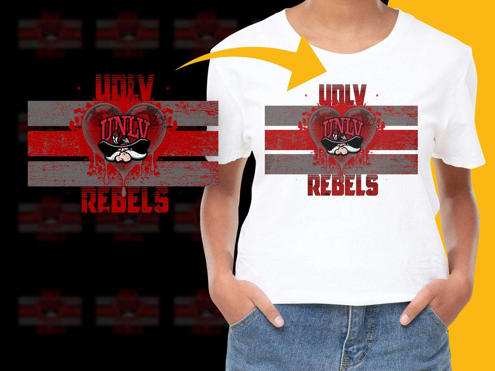 UNLV Rebels Graphic T-Shirt, College Sports Team Logo, Vintage Red Design, Casual Fan Apparel, Youth and Adult Sizes Available
