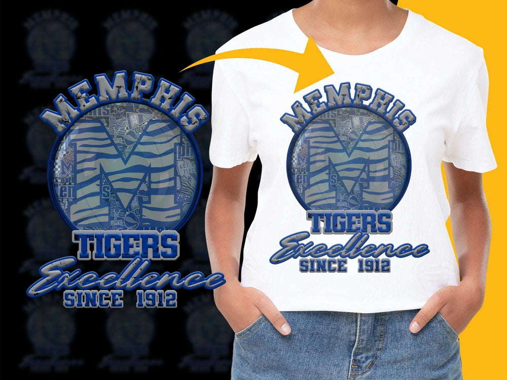Memphis Tigers Excellence T-Shirt, Vintage Style Graphic Tee, Since 1912 Sports Fan Apparel