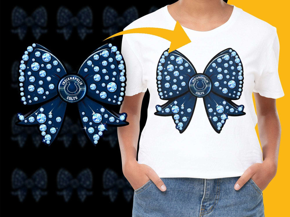 Indianapolis Colts Inspired Rhinestone Bow Hair Clip, Blue and White Sparkly Football Fan Gear for Game Day