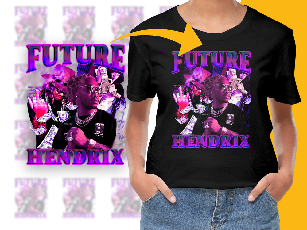 Future Hendrix T-Shirt, Trendy Purple Graphic Tee, Hip Hop Music Fan Apparel