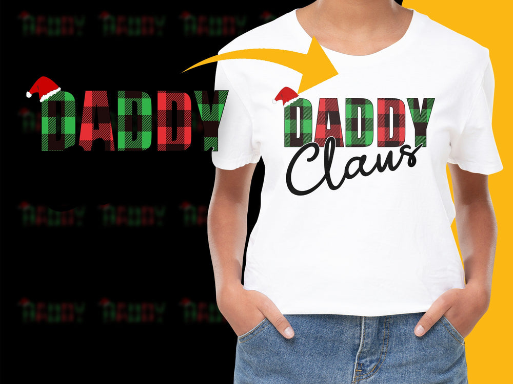 Daddy Claws Funny Christmas T-Shirt, Holiday Santa Hat Graphic Tee, Festive Family Party Casual Wear