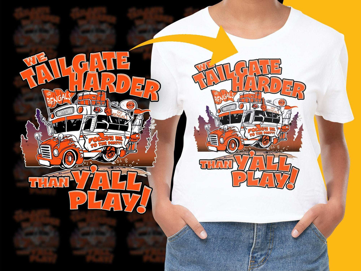 Cincinnati Bengals Tailgate T-Shirt, Orange Truck Graphic, Football Fans Apparel, Unique Sports Tee