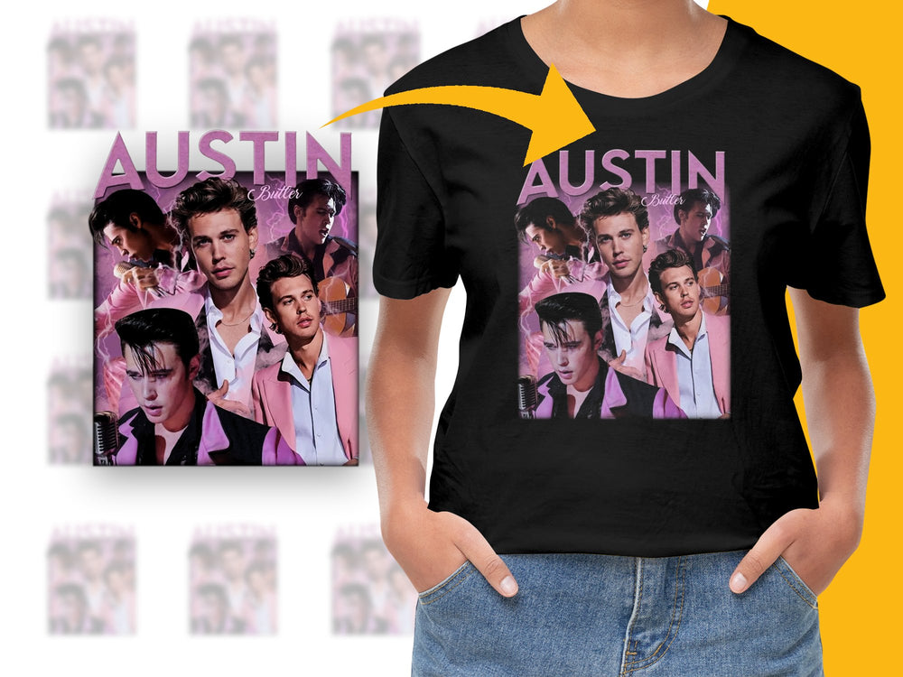Austin Themed Graphic T-Shirt, Vintage Style Popstar Print, Retro Music Tee, Unisex Fashion Top