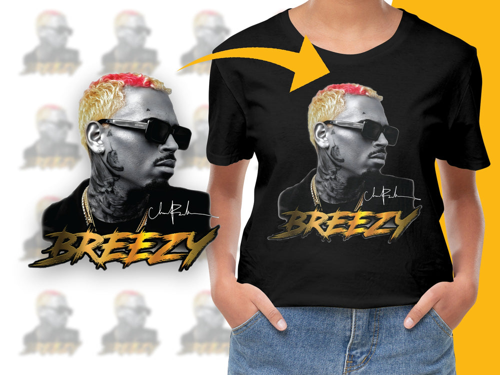 Stylish Black T-Shirt with Breezy Graphic, Bold Fashion Tee, Hip-Hop Inspired Apparel