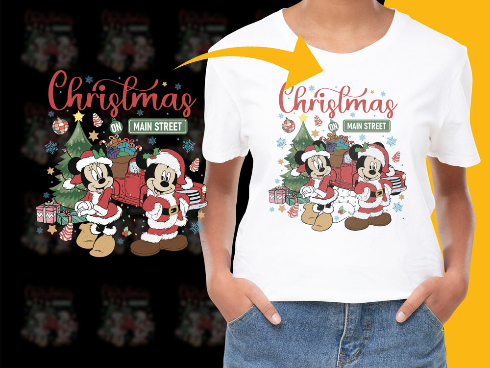 Christmas on Main Street Mickey Minnie T-Shirt, Disney Holiday Tee, Family Christmas Shirts, Festive Winter Apparel