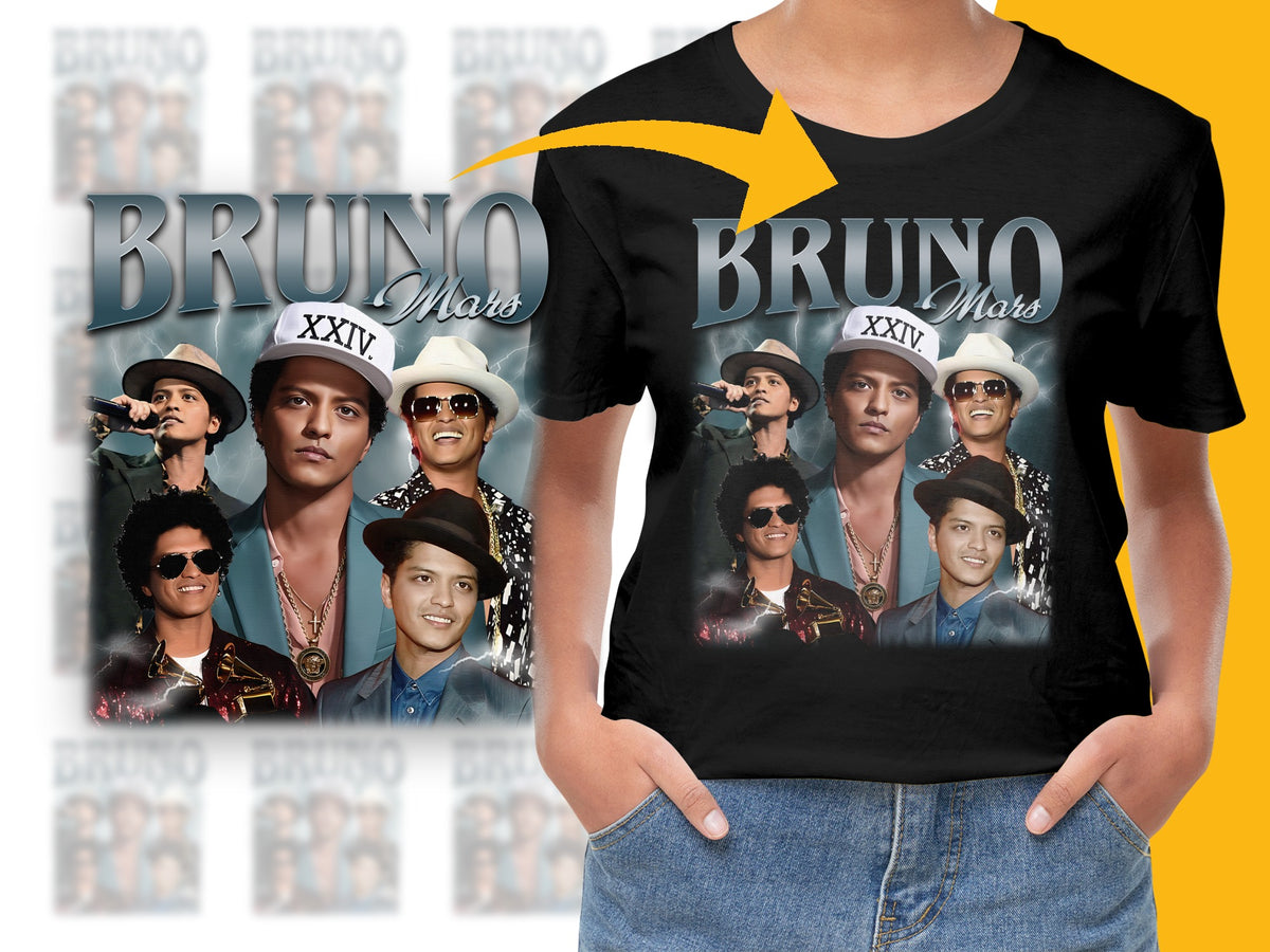 Bruno Mars Graphic T-Shirt, Pop Music Fan Apparel, Unisex Band Tee, Singer Portrait Shirt, Gift Idea