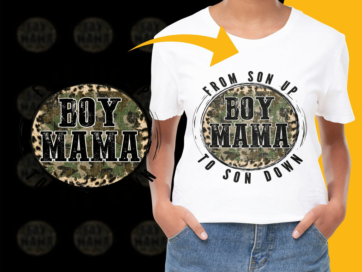 Boy Mama Graphic T-Shirt, Leopard Print, Mother Son Quote Tee, Casual Mom Outfit, Trendy Parental Clothing, Gift for Moms
