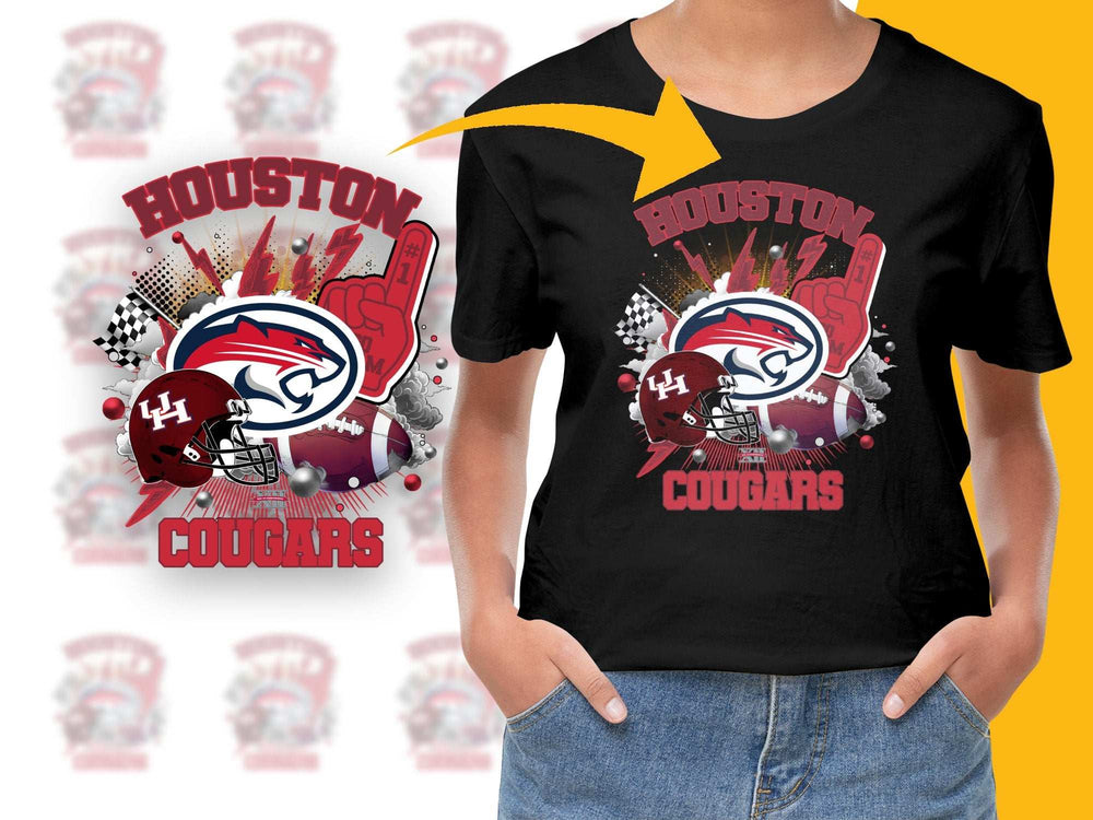 Houston Cougars T-Shirt, University of Houston Football Graphic Tee, Sports Fan Apparel, College Team Shirt