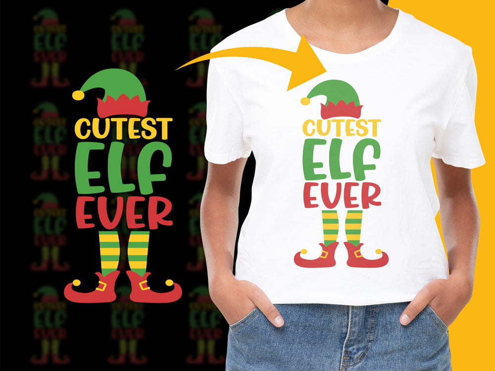 Cute Elf Ever T-Shirt, Colorful Elf Graphic Tee, Kids Christmas Holiday Shirt