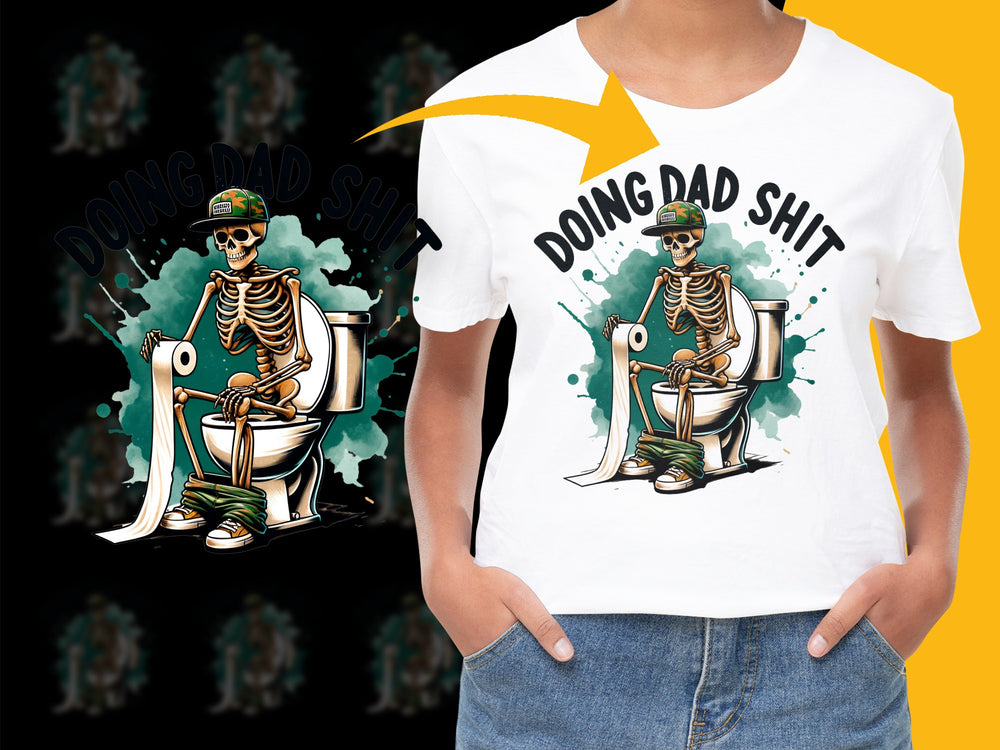 Funny Skeleton T-Shirt, Dad Humor Graphic Tee, Novelty Father's Day Gift, Casual White Shirt