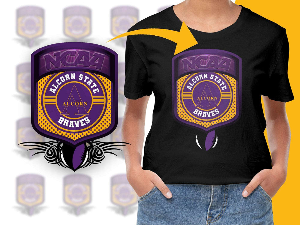 Alcorn State Braves NCAA Logo Black T-Shirt, Unisex Cotton Tee, College Sports Apparel, Gift for Students