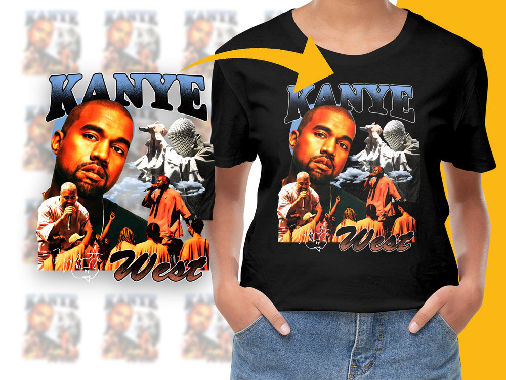 Kanye West Graphic T-Shirt, Vintage Hip Hop Tee, Music Artist Fan Merch, Unisex Cotton Black Shirt