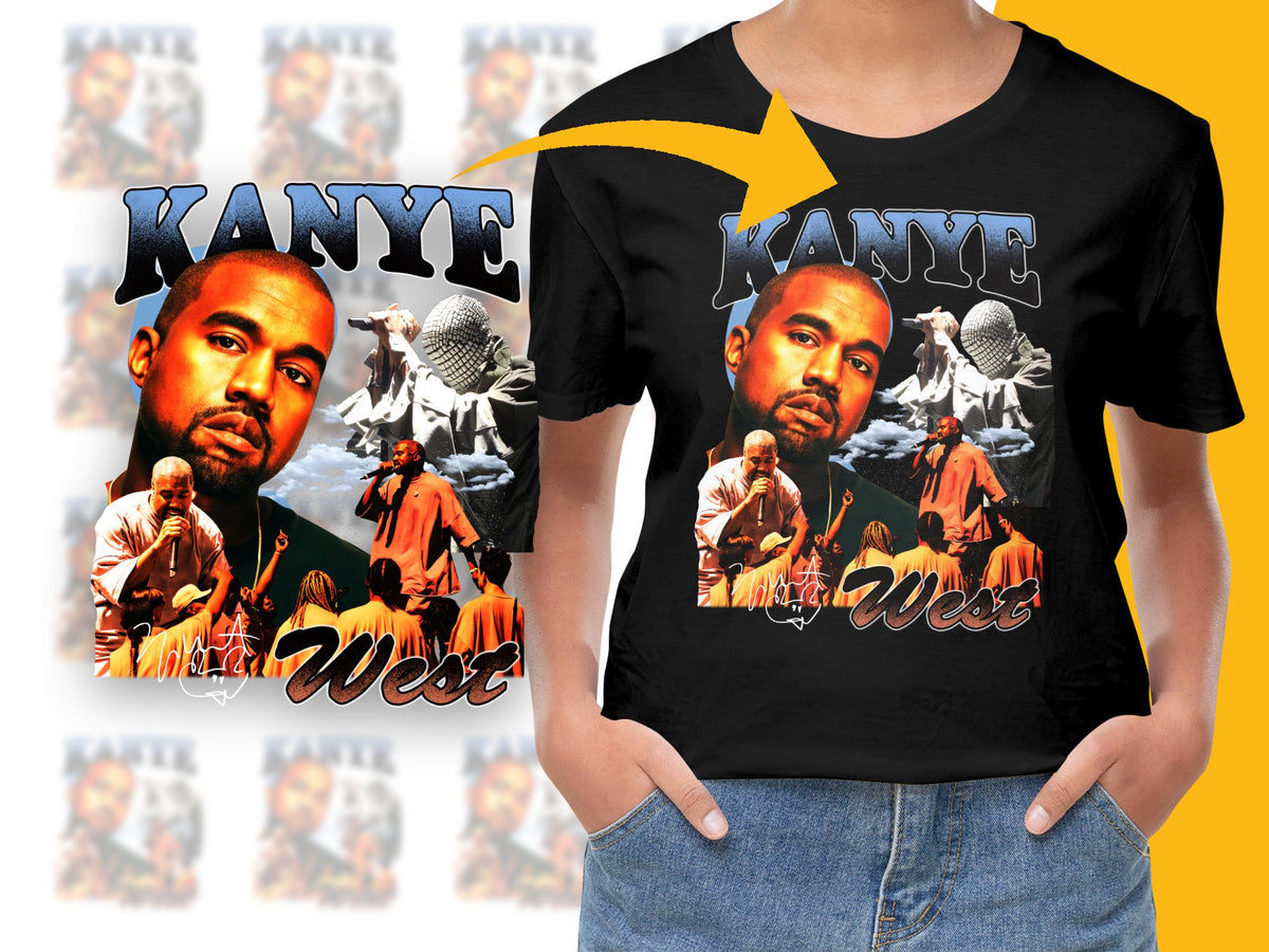 Kanye West Graphic T-Shirt, Vintage Hip Hop Tee, Music Artist Fan Merch, Unisex Cotton Black Shirt