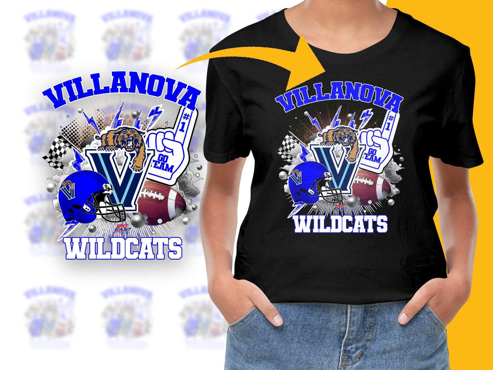 Villanova Wildcats Graphic T-Shirt, College Team Sports Tee, Fan Gear, Casual Wear, Trendy Design, Stylish Top, Unisex Clothing