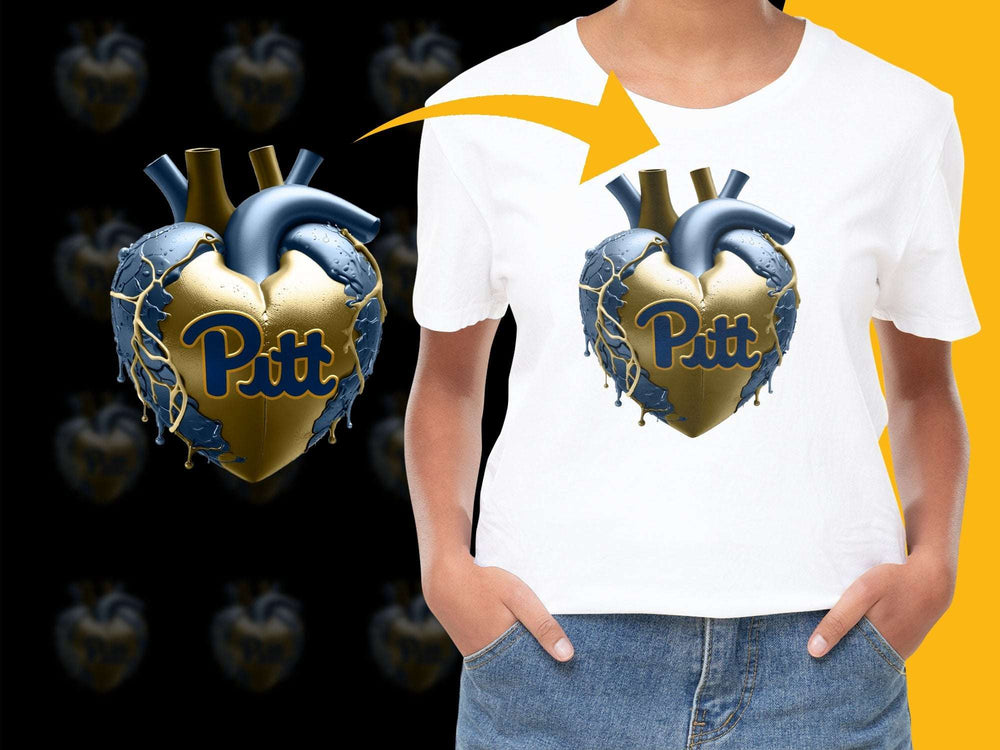 Pitt Heart Graphic T-Shirt, Bold Love Design, University Fan Apparel, Stylish Casual Wear, Unique College Support Shirt