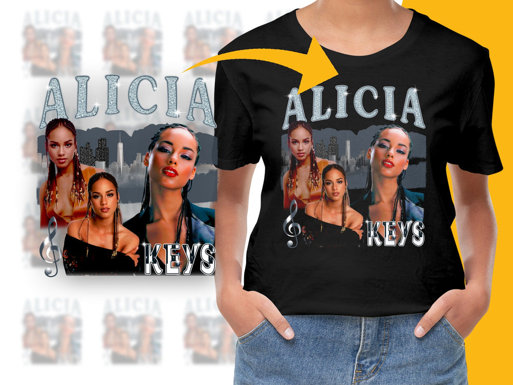 Alicia Keys Graphic T-Shirt, Vintage Pop Artist Fan Tee, Urban Music Inspired Fashion Style Shirt