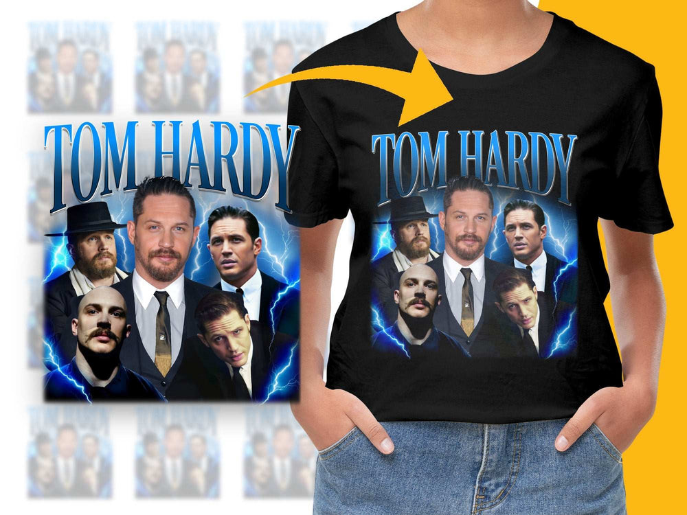 Tom Hardy Graphic T-Shirt, Actor Photo Collage, Movie Star Fan Tee, Unique Celebrity Shirt, Gift for Film Buffs