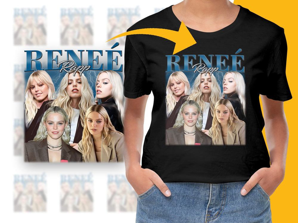 Renee Pop Art Graphic T-Shirt, Stylish Celebrity Inspired Fashion Tee, Unique Women's Casual Top