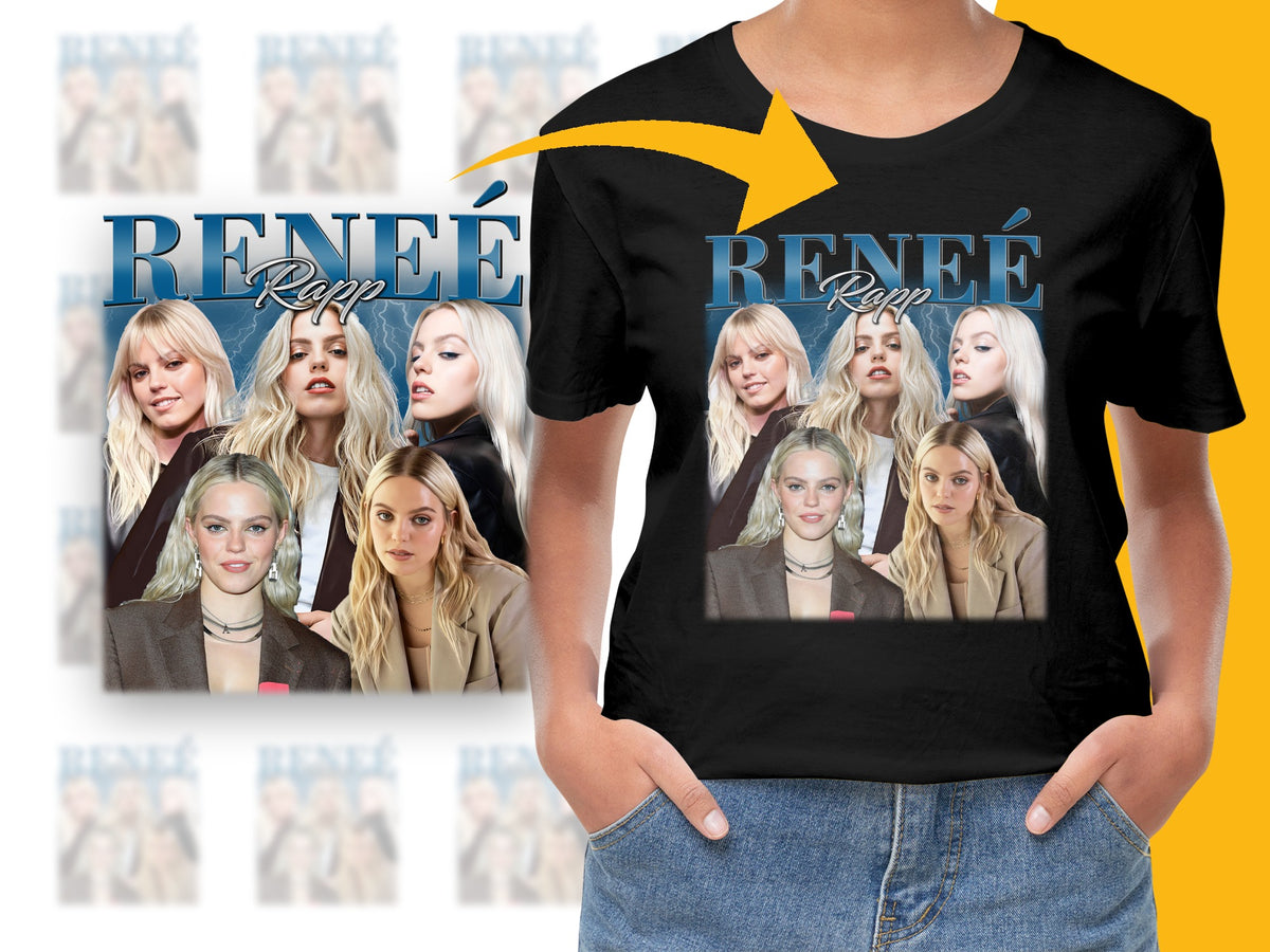 Renee Pop Art Graphic T-Shirt, Stylish Celebrity Inspired Fashion Tee, Unique Women's Casual Top