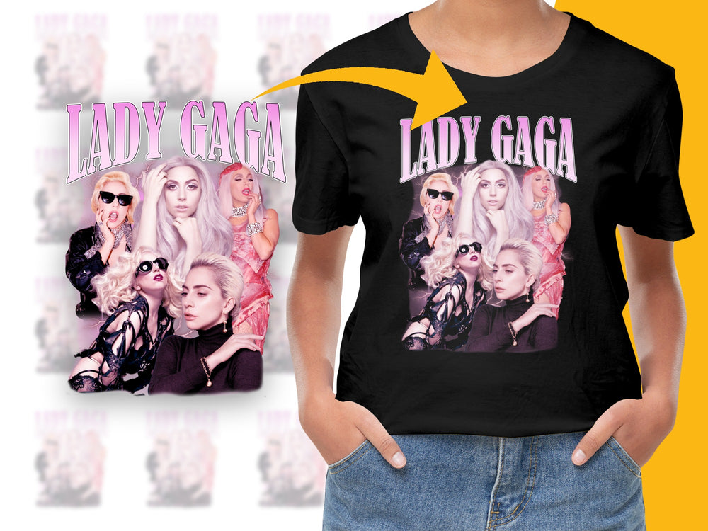 Lady Gaga Fan T-Shirt, Pop Music Icon Graphic Tee, Black Cotton Shirt, Gift for Music Lovers