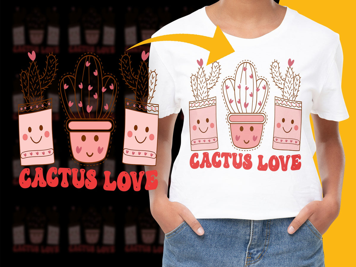 Cute Cactus Love Graphic T-Shirt, Smiling Plant Design, Casual Unisex White Tee, Gift for Plant Lovers