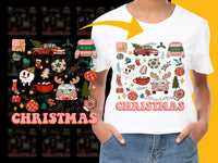 Load image into Gallery viewer, Christmas Themed T-Shirt with Vintage Cars and Seasonal Graphics, Holiday Apparel for All Ages

