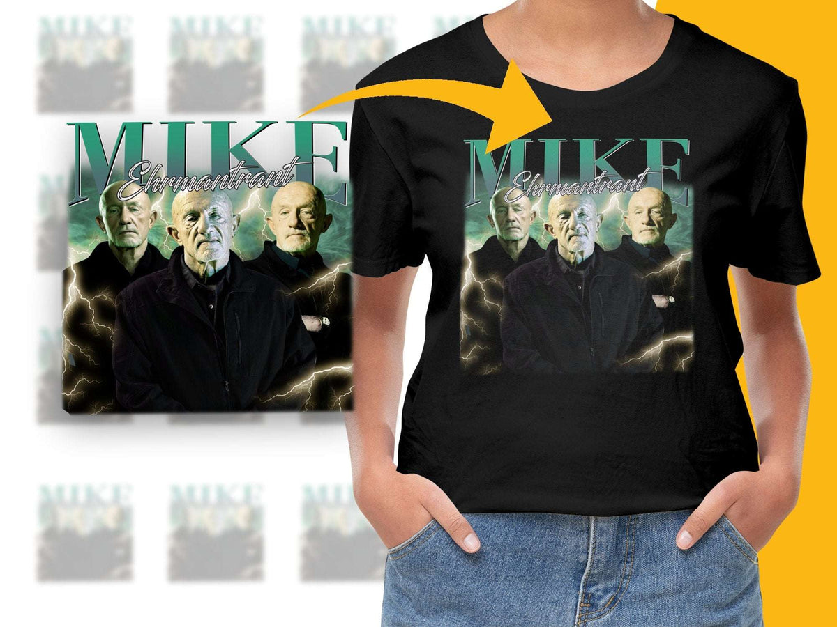 Mike Conversation Graphic T-Shirt, Black Tee with Lightning Effect, Artistic Print, Casual Apparel