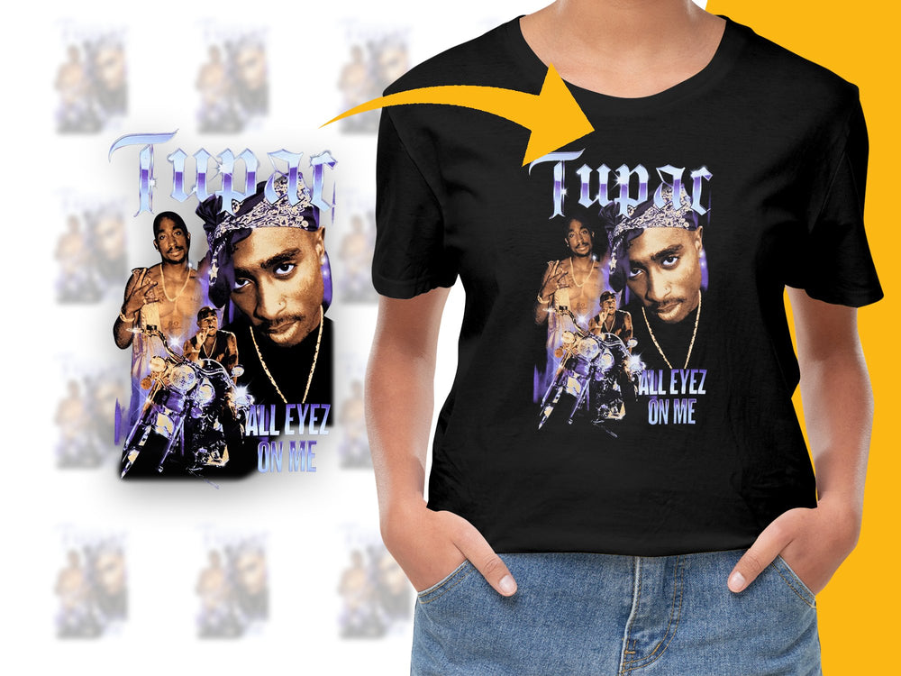 Tupac Shakur T-Shirt All Eyez On Me Vintage Hip Hop Rap Tee Unisex Black Cotton Shirt