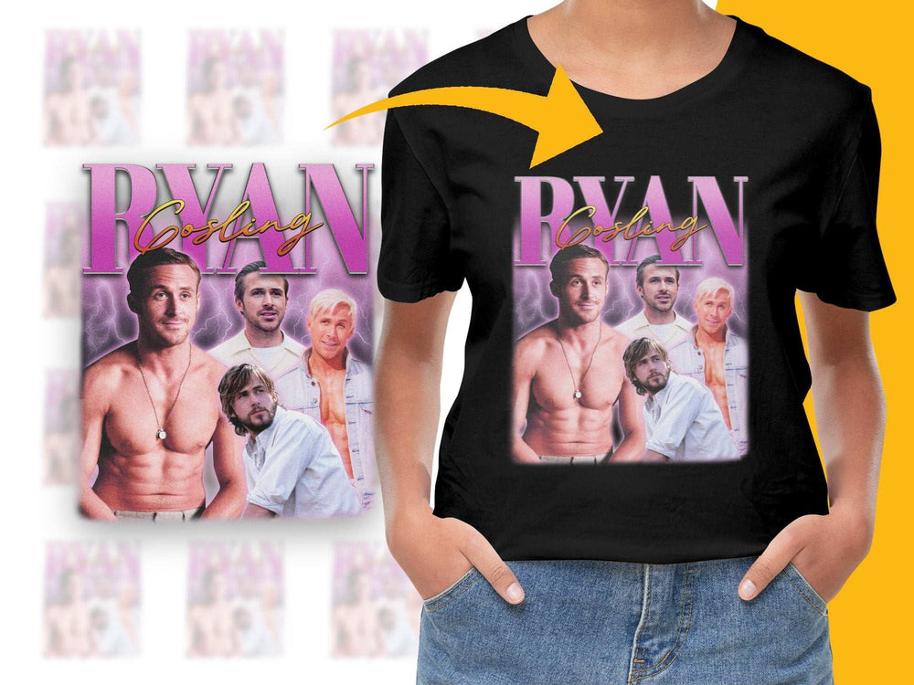 Ryan Gosling Movie Collage T-Shirt, Retro Style Graphic Tee, Unisex Film Fan Apparel