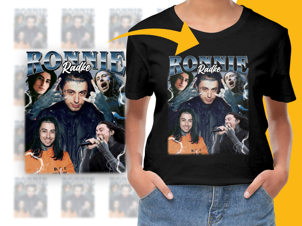 Ronnie Radke Band Graphic T-Shirt, Unisex Black Cotton Tee with Multiple Poses, Music Fan Apparel