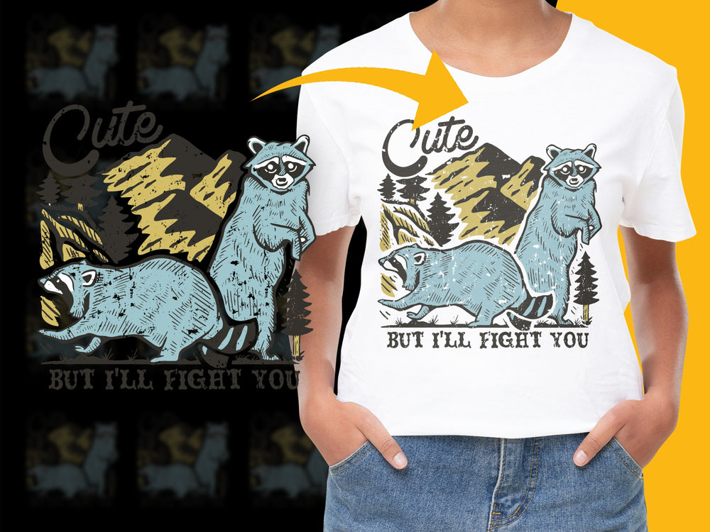 Cute But I'll Fight You Raccoon and Possum T-Shirt, Funny Animal Graphic Tee, Unisex Casual Shirt