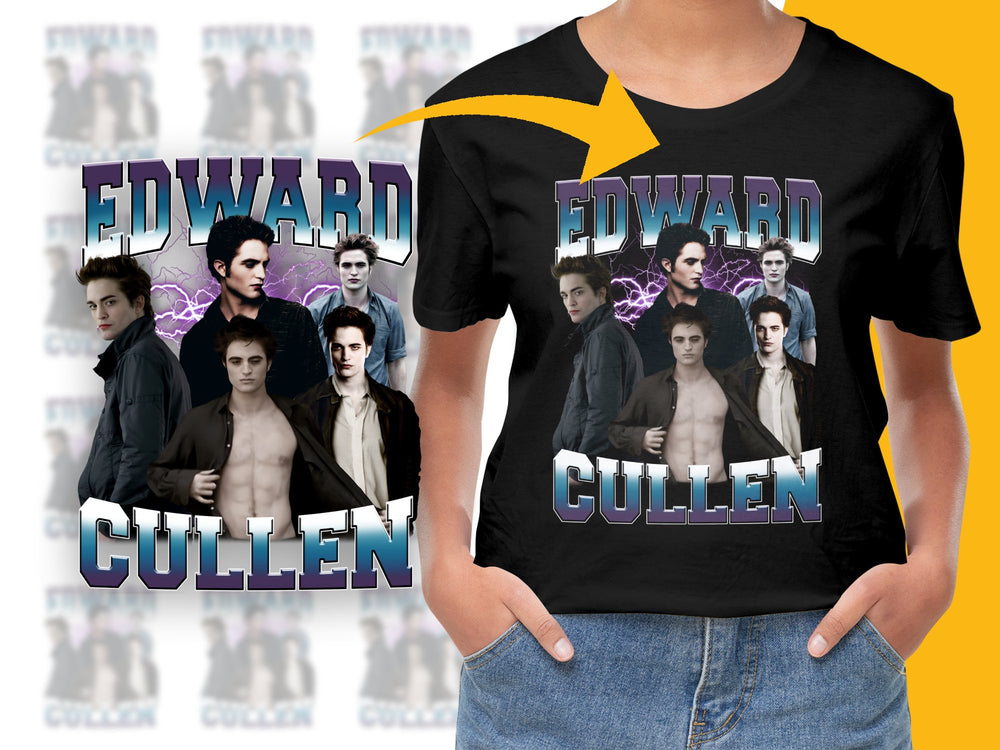 Edward Cullen Twilight Saga Graphic T-Shirt, Vampire Movie Fan Tee, Unisex Black Cotton Shirt