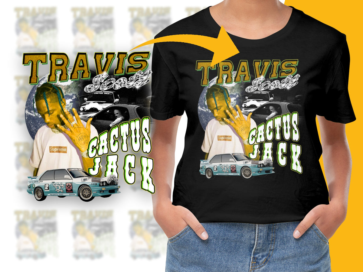 Travis Scott Cactus Jack Inspired Graphic T-Shirt, Vintage Car Print, Unisex Hip Hop Tee