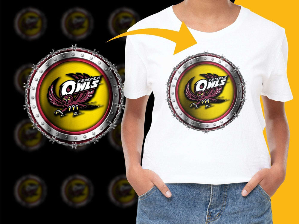 Temple Owls Graphic T-Shirt, College Sports Fan Apparel, Unisex White Tee with Logo
