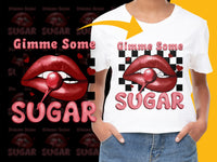 Load image into Gallery viewer, Gimme Some Sugar T-Shirt, Pop Art Lips Graphic Tee, Cherry Red Lips, Novelty Fashion Top, Trendy Unisex Shirt Design
