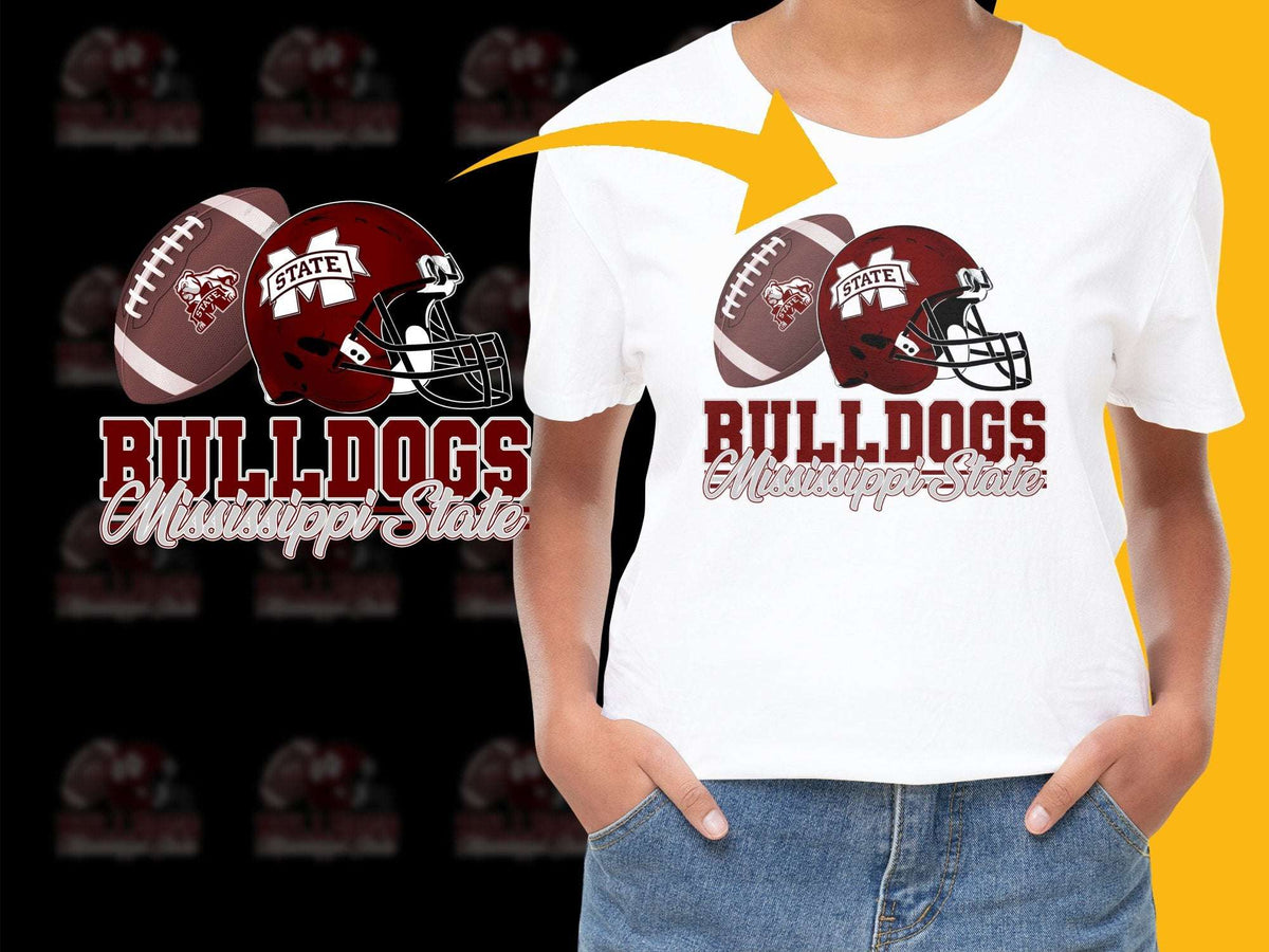 Mississippi State Bulldogs Football Themed T-Shirt, Youth and Adult Sizes, Sports Fan Apparel