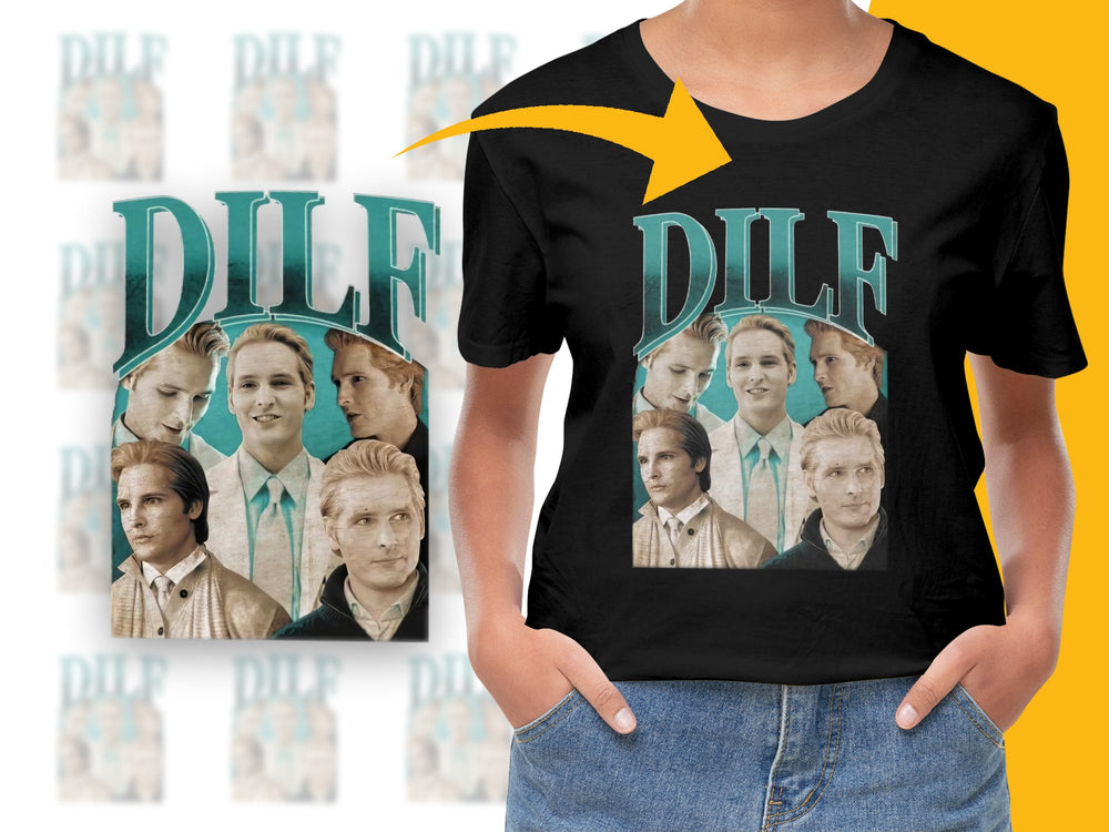 Vintage DILF Movie Star Collage T-Shirt, Retro Style Graphic Tee, Unisex Fashion Top