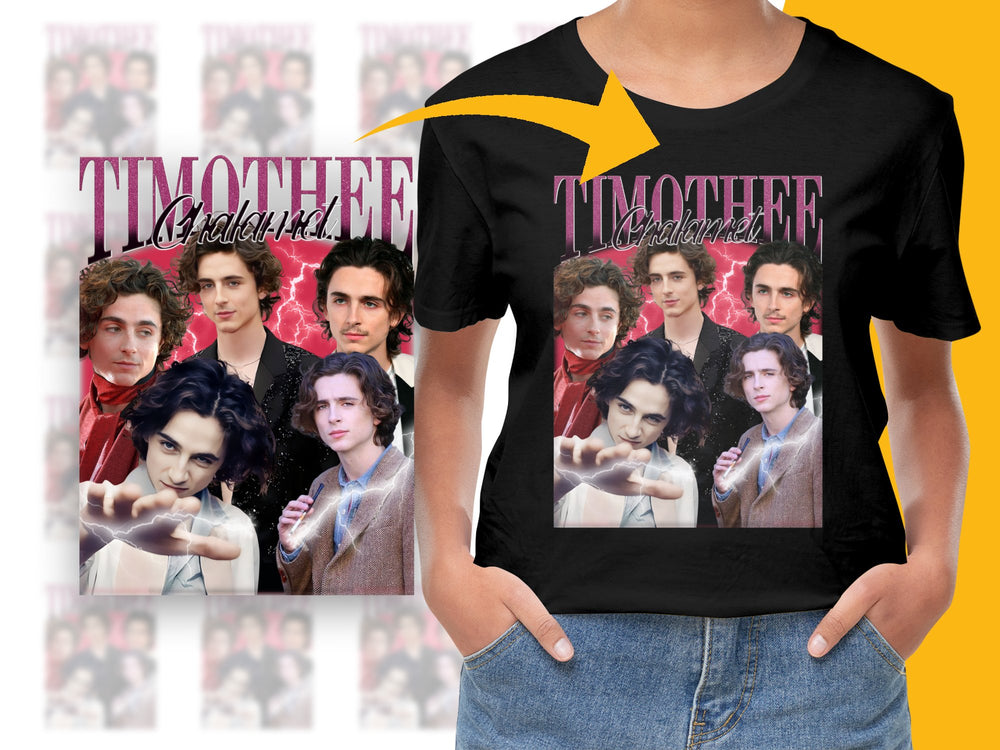 Timothee Chalamet Fan T-Shirt, Unique Graphic Tee, Celebrity Photo Collage, Unisex Fashion Top