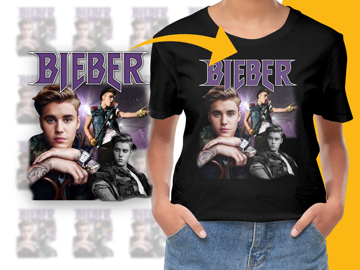 Justin Bieber Graphic T-Shirt, Pop Star Music Tee, Fan Merchandise, Casual Streetwear, Bold Design, Vibrant Colors, Unisex Fit